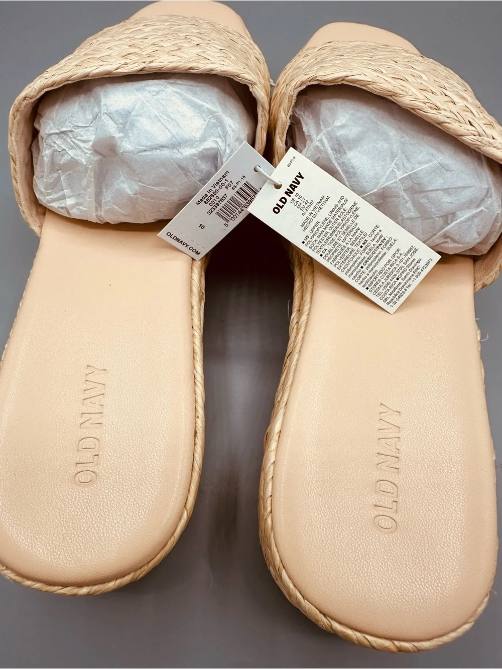 Old Navy Woven Straw Platform Slides Espadrille Summer Sandals NEW size 10